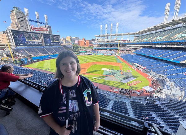 Miami University student MaKenzie Love stands in the Guardian's baseball stadium