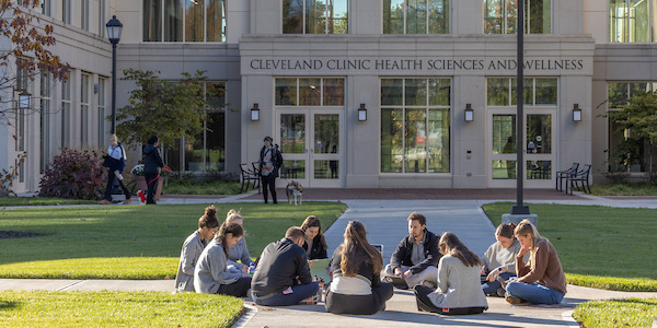 Miami University's newly renamed Cleveland Clinic Health Sciences and Wellness building in honor of their partnership