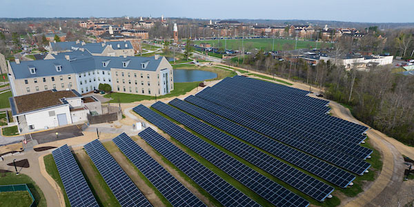 Aerial view of the new sustainability part on Miami's Western campus in Oxford, Ohio