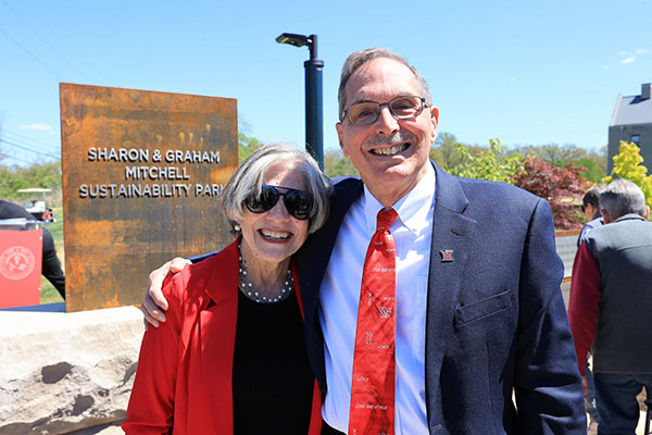 Sharon and Graham Mitchell at the Sharon and Graham Mitchell Sustainability Park gateway