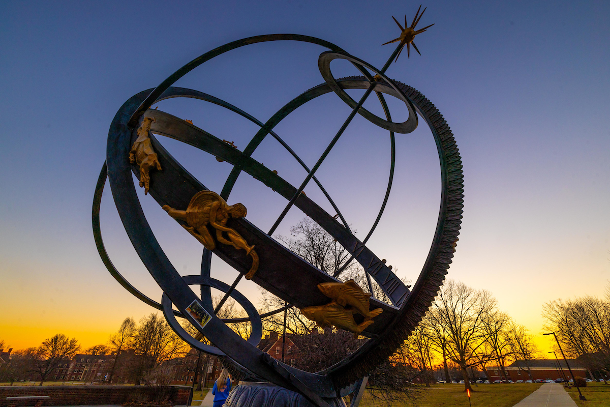 Sundial at dusk