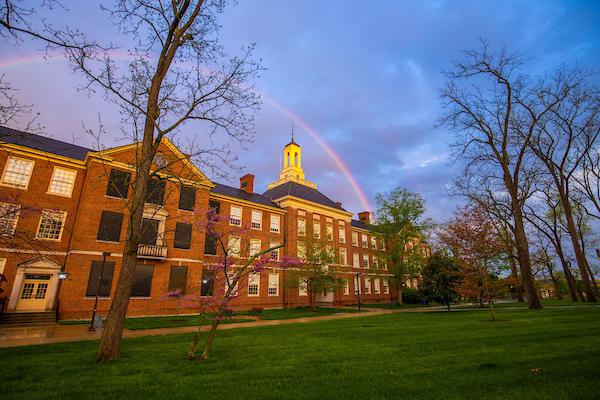 rainbow shown behind Upham Hall