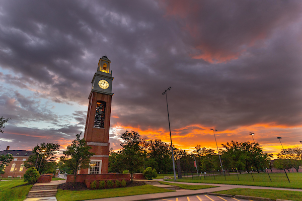 pulley tower at sunset