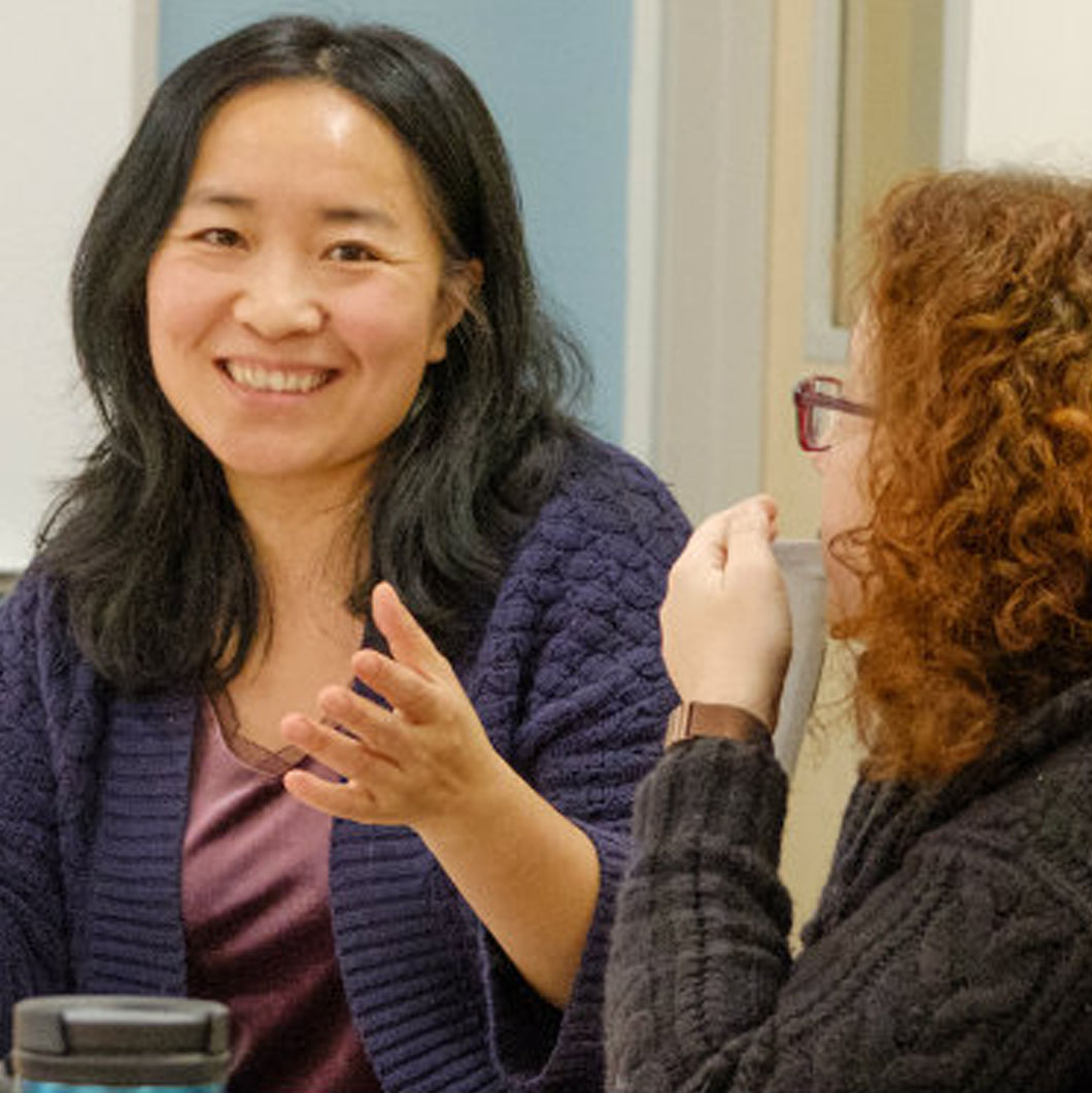 Faculty attending a workshop in the Humanities Center.