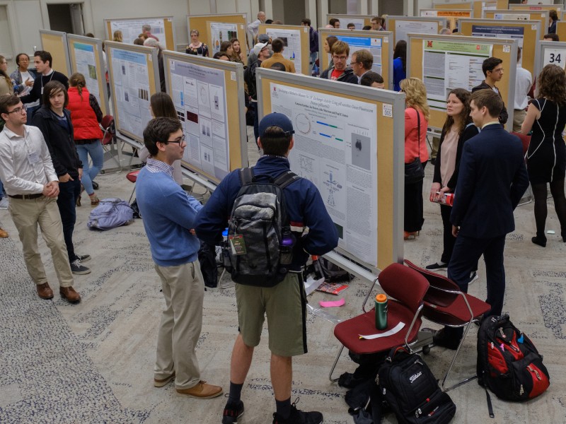 Students presenting at undergraduate research forum