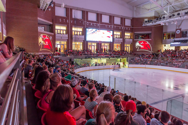 fans watching a Miami hockey game at Goggin