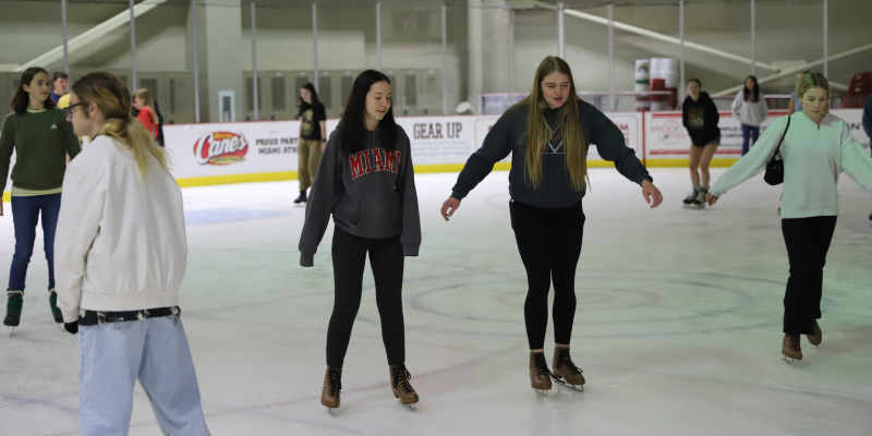 group of students skating