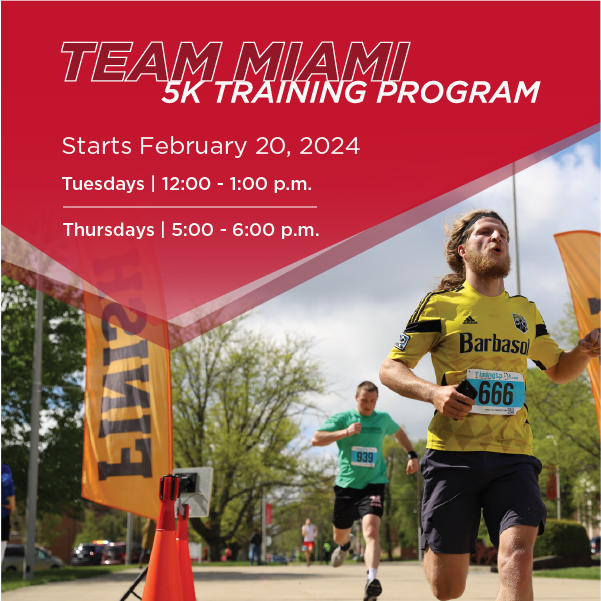 Team Miami 5k training program. Starts February 20, 2024. Tuesdays 12-1pm, Thursdays 5-6pm