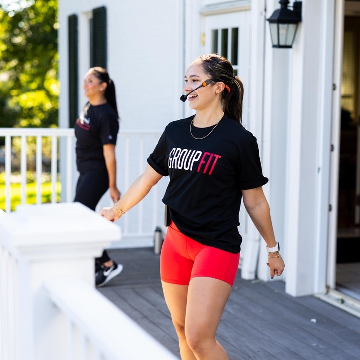 Bridget Stafford teaching a MOVE Bootcamp at the Crawford's house