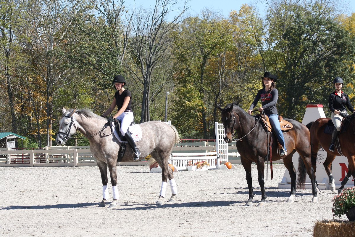 Students ridding horses