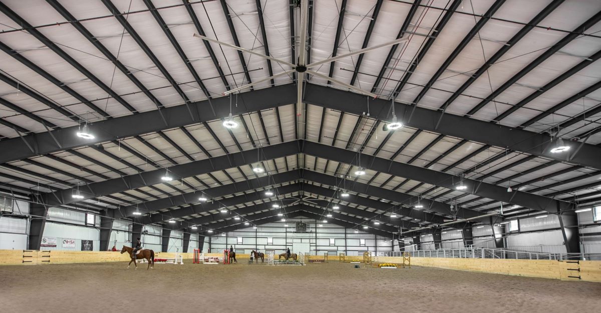 Interior view of the large open space of the indoor arena