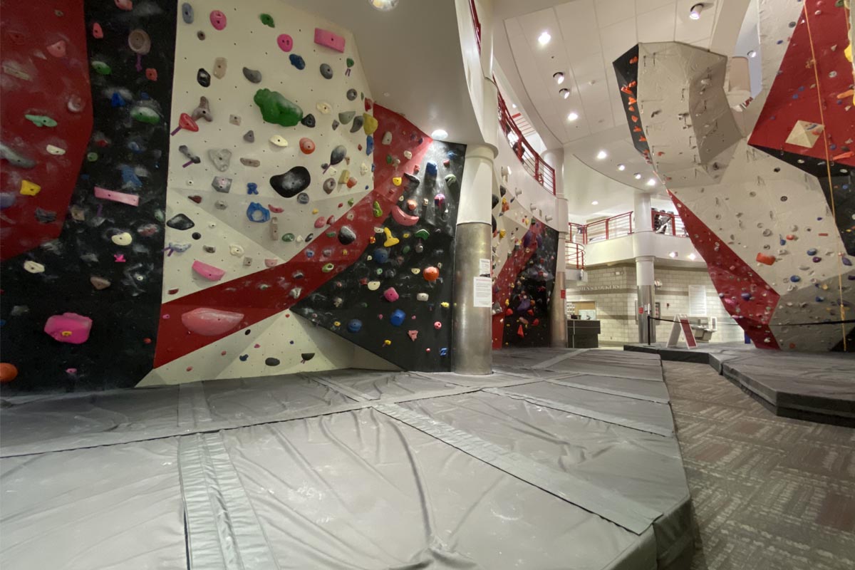 climbing wall at the rec center