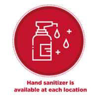 Hand Sanitizer available at each location