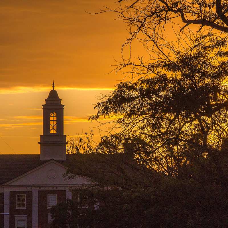 A golden sunrise over the Oxford campus