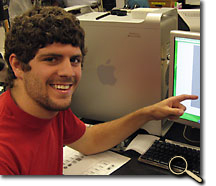 enlarged photo of student in laboratory