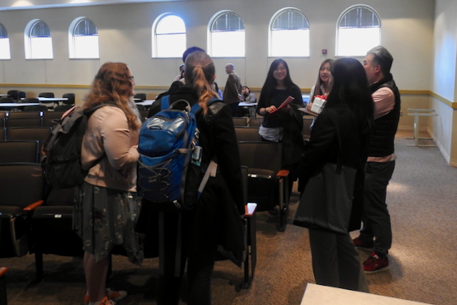 Students mingle during awards ceremony