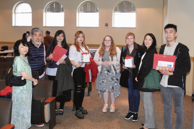 Students mingle during awards ceremony