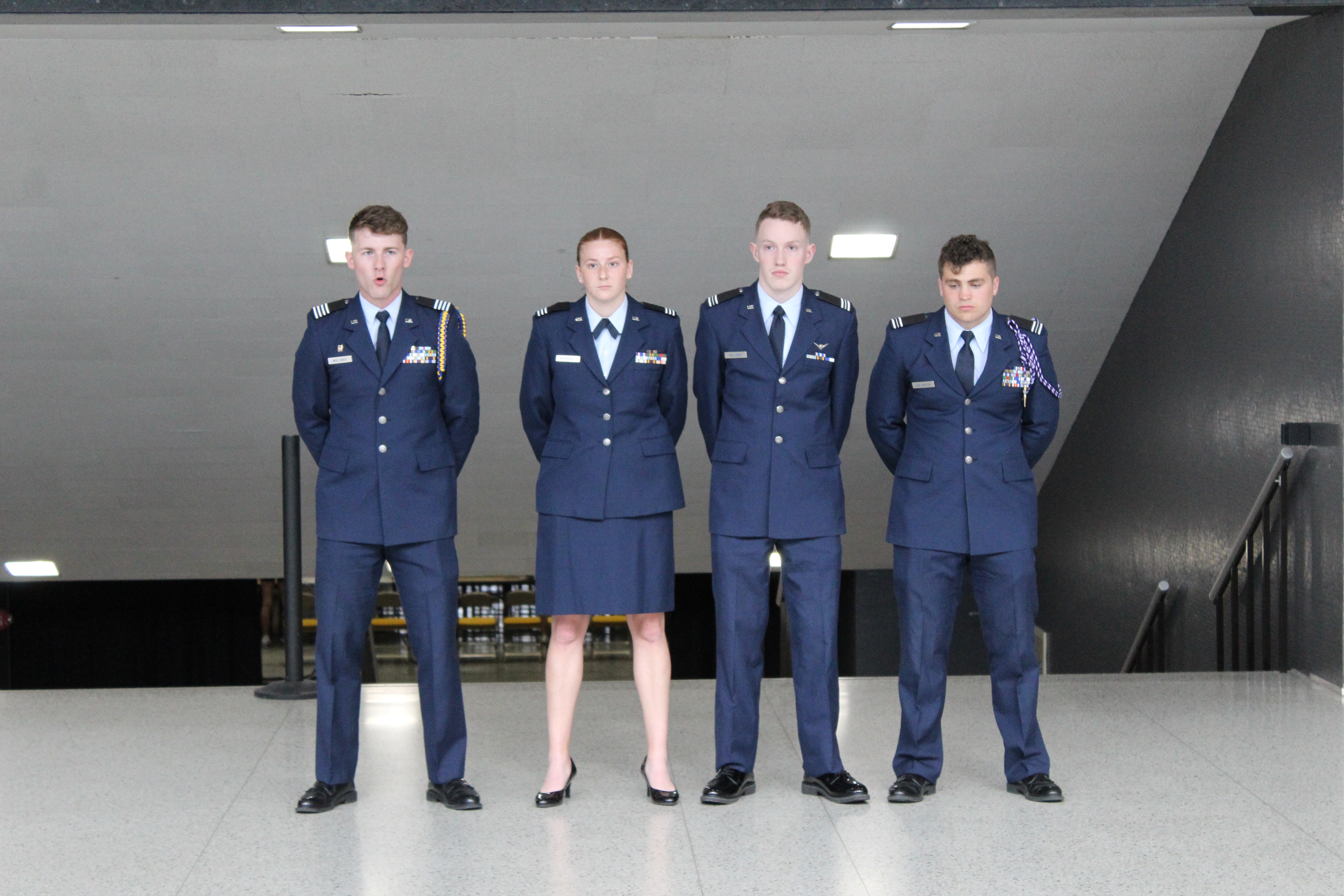 Cadets standing in line in uniform