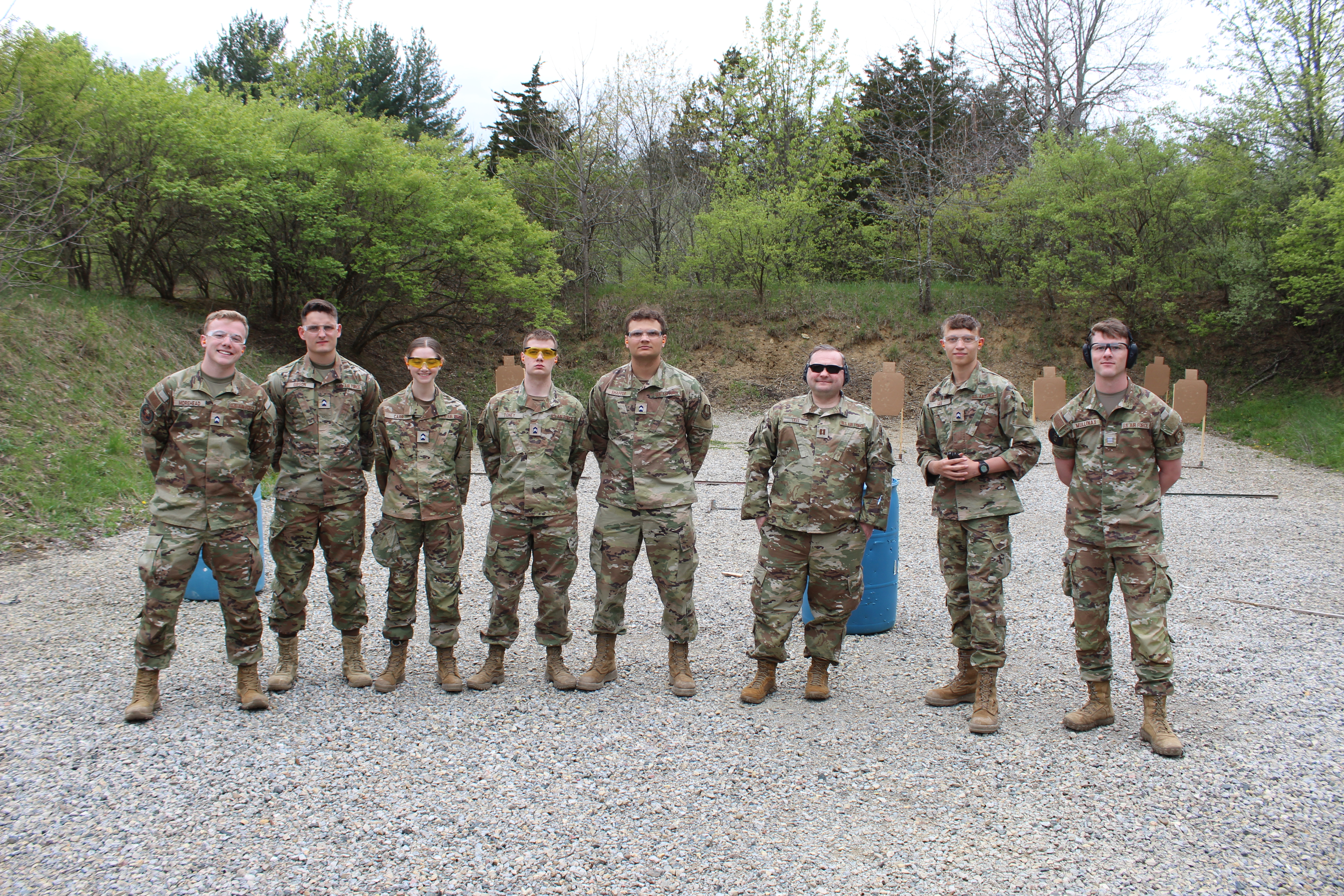 Cadets stand in line smiling