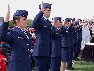 Cadets standing at graduation