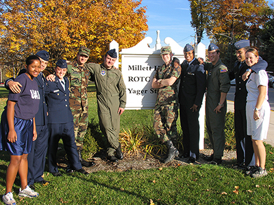 Cadets in front of Millett Hall