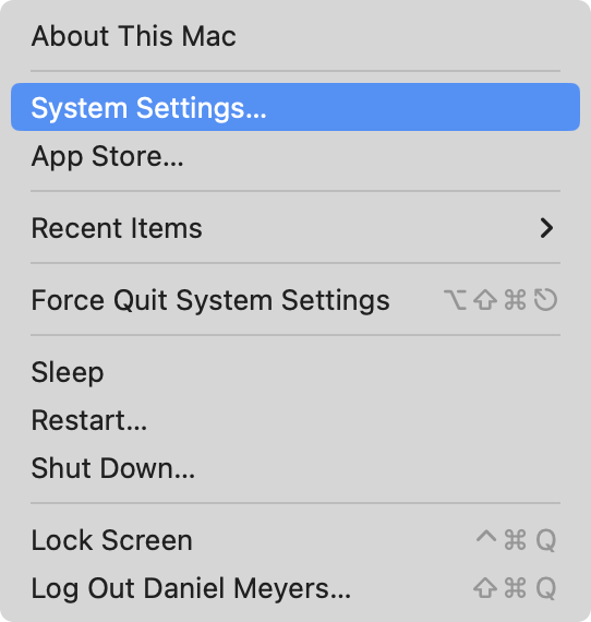 Mac Keyboard - Select System Settings