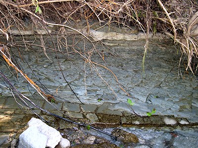 bedrock in a stream