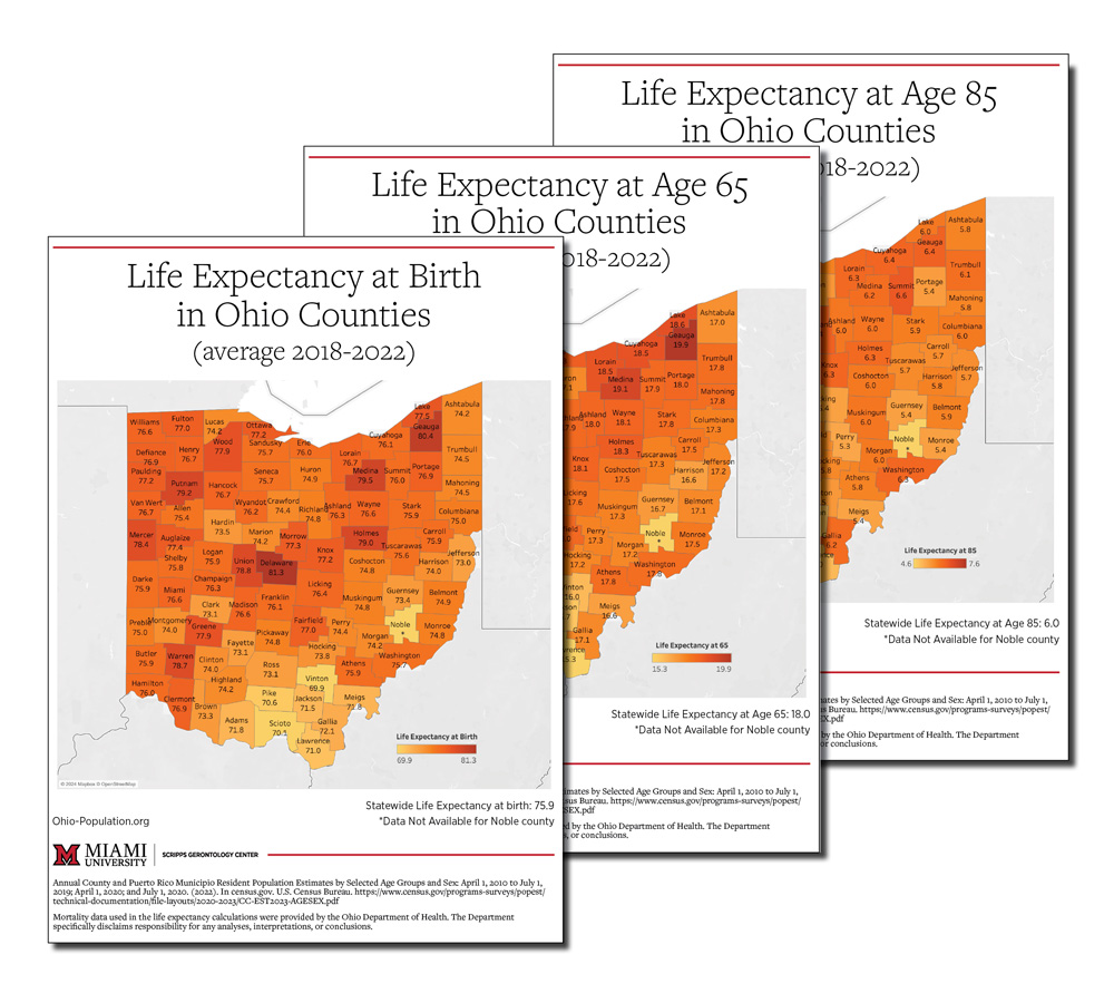 Three life expectancy maps 
