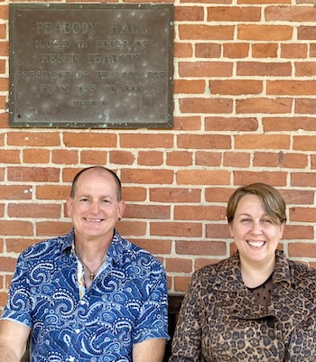 Billy Simms and Jacque Daugherty outside of Peabody Hall, location of the Western Center