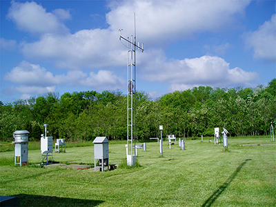 Weather station in a field