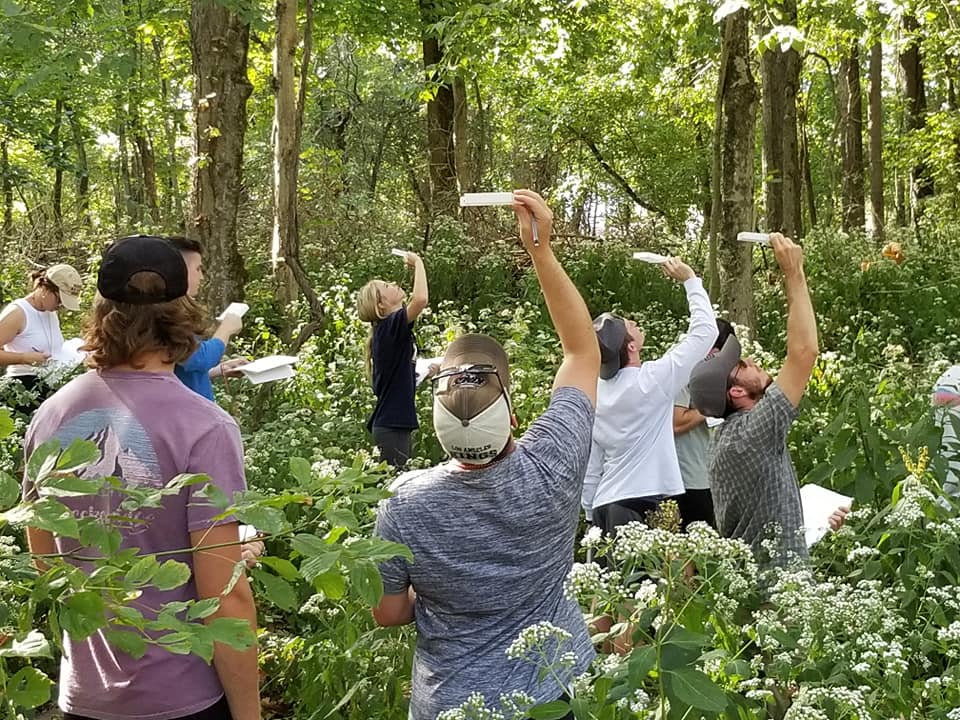 students in field