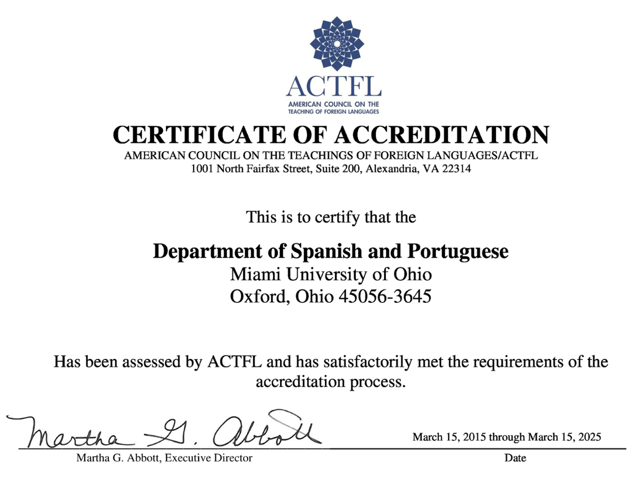 Photo of Certificate of Accrediation