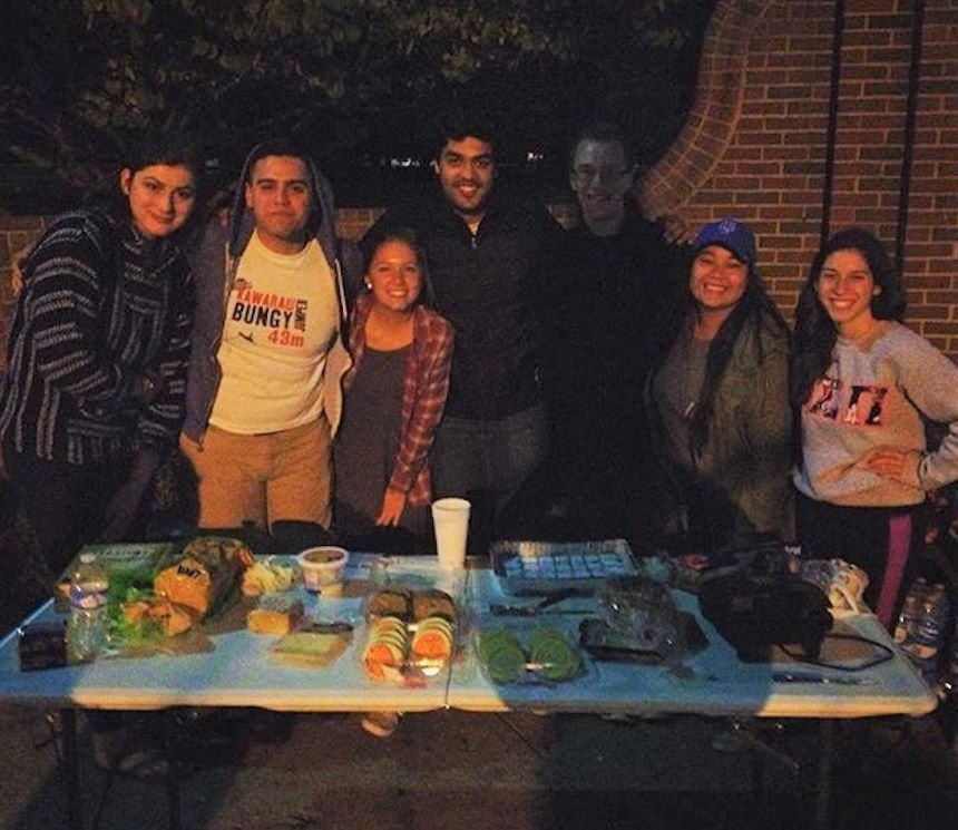 Students at a fundraiser bake sale.