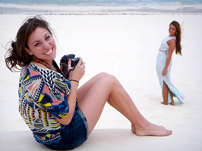 Alissa Pollack at the beach during a fashion shoot
