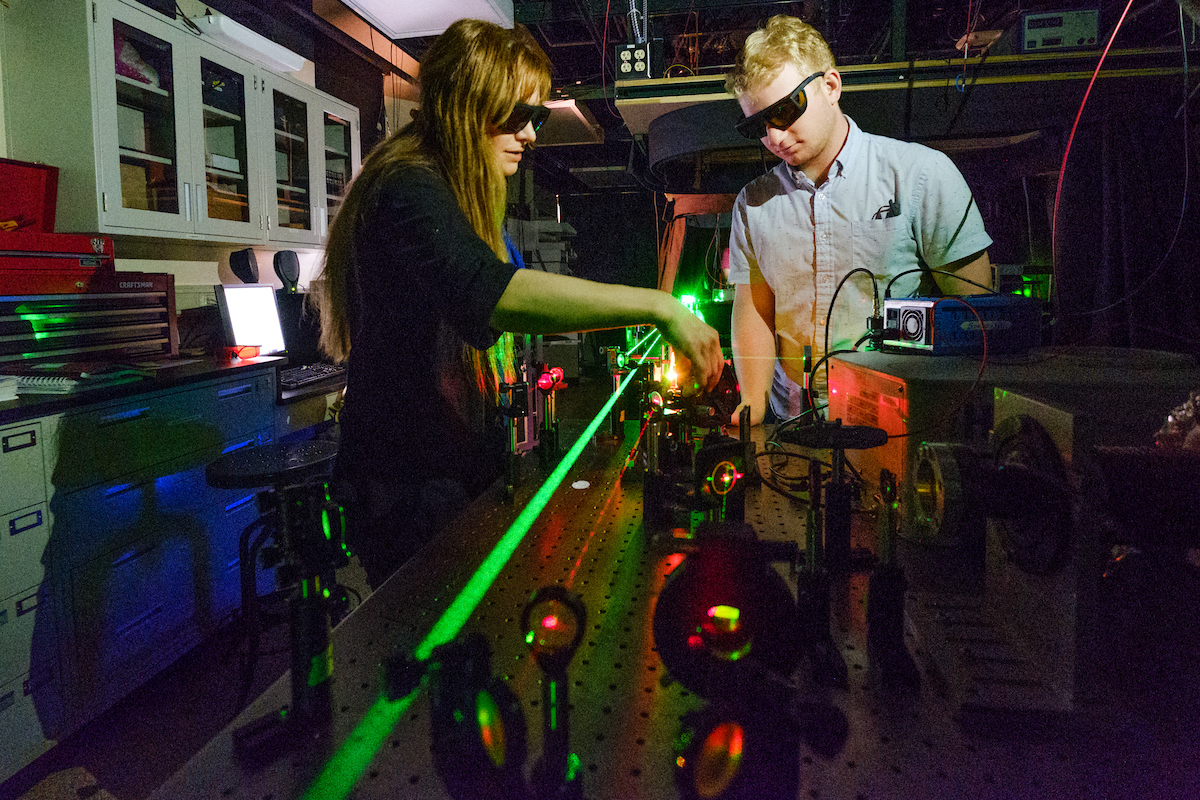 two students in the ERP Laboratory