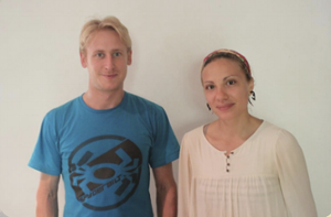 man and woman smiling