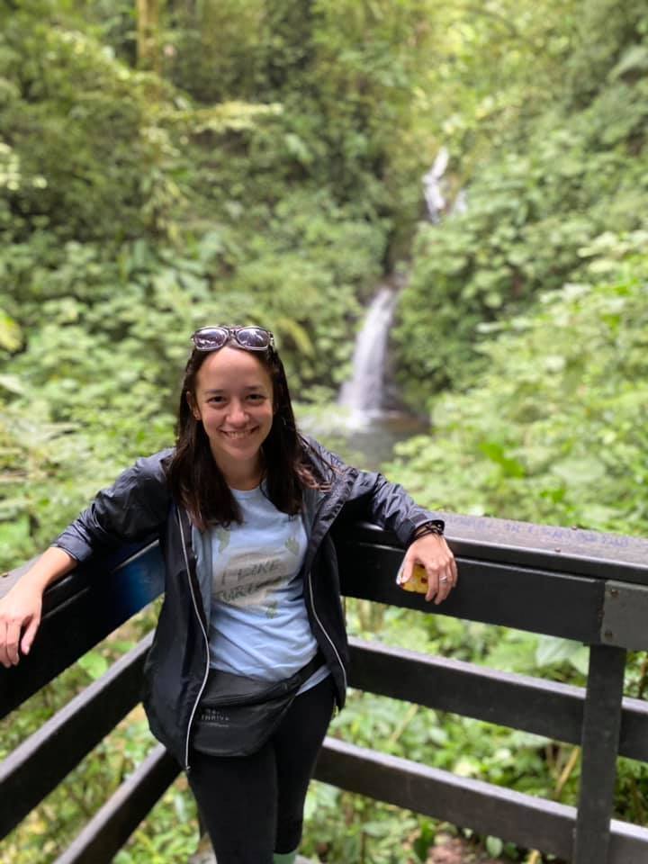 Jesze Doleh with waterfall in background
