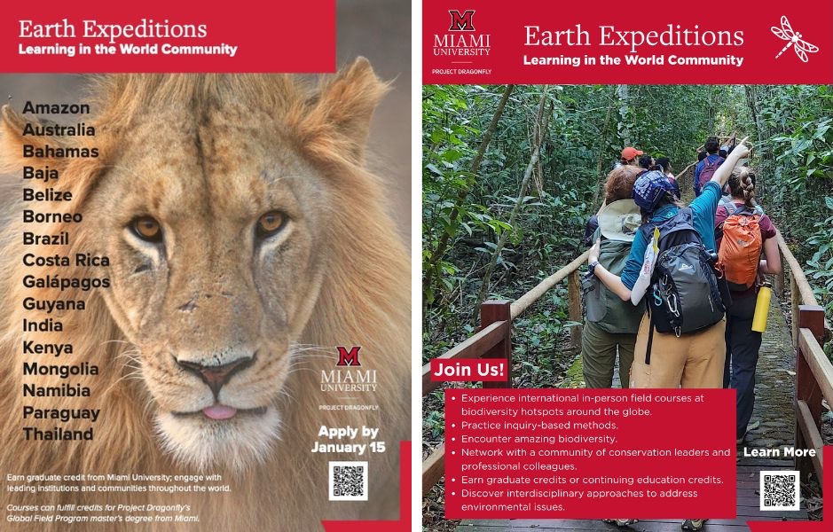 Earth Expeditions flyer with information about each of the offered courses.