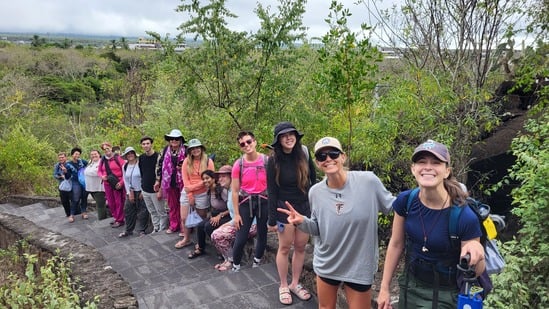 Students smiling to camera