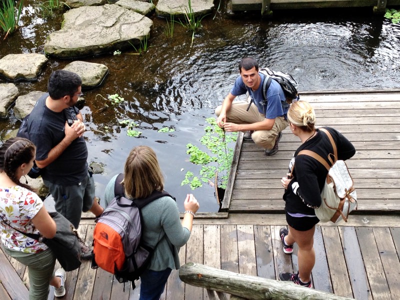 Students discuss aquatic plant biodiversity at Cleveland Botanical Garden