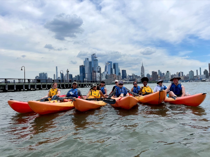 AIP students from WCS kayaking down the Bronx or Hudson River