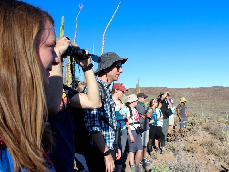 Students on a hike in the early morning