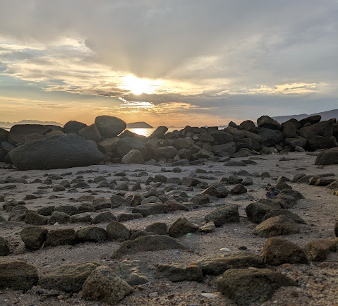 A sunset looking over the rocks