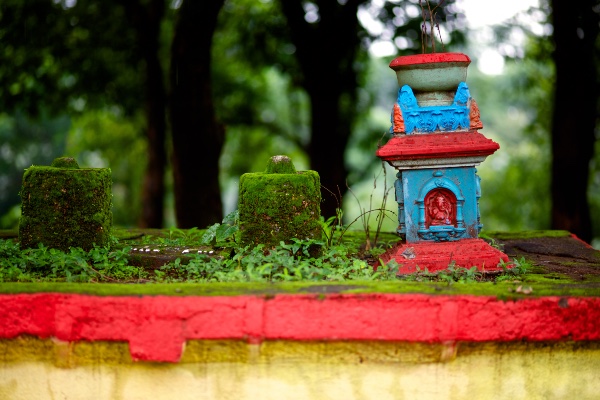 A colorfully painted small temple
