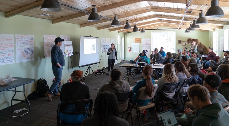 Students sitting together in a conference.