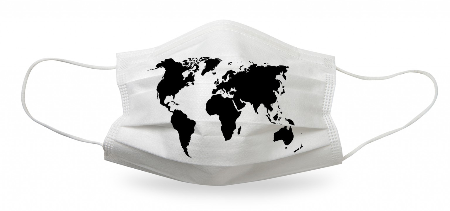 mask with the world on it