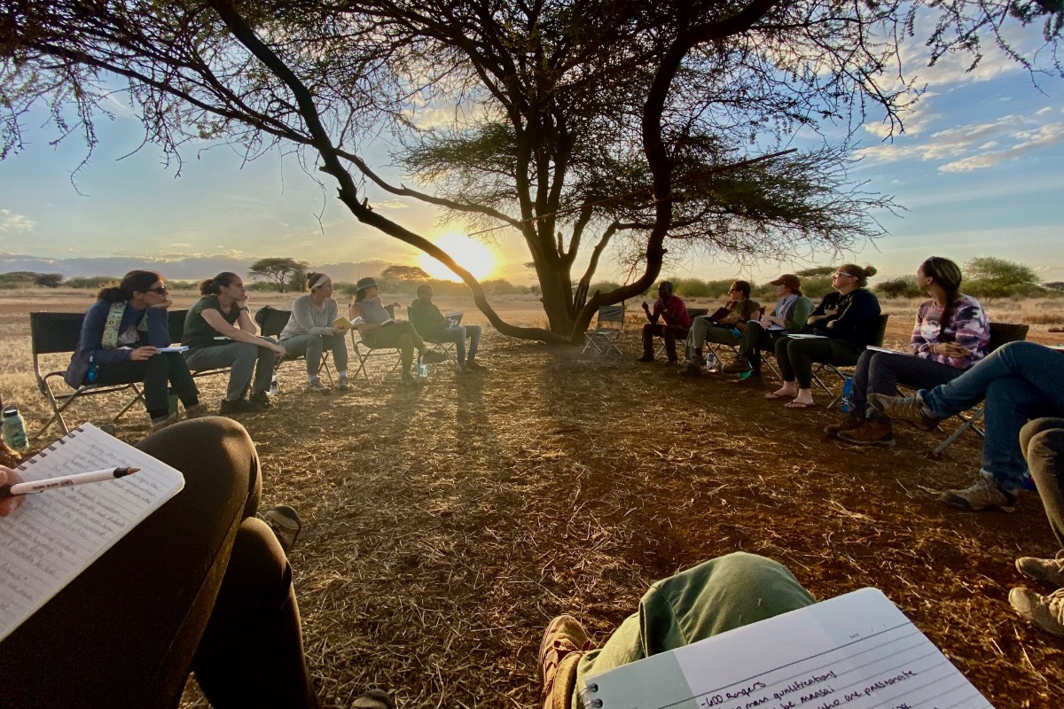 students in a circle studying