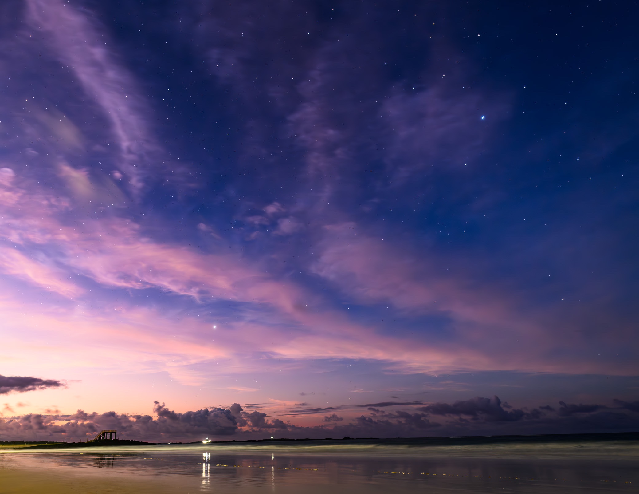 Sunset over the water