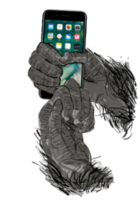 phone in ape hands 