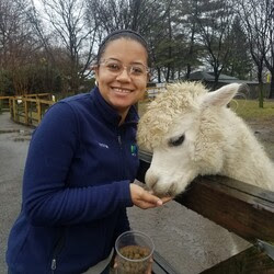 Christine with a llama